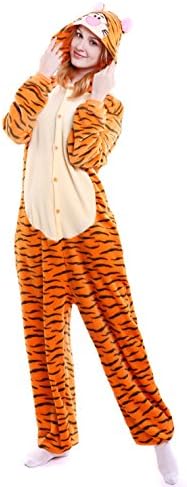 Dingwangyang Uinisex Adult Pajamas Onesie Kigurumi Cosplay Costumes Animal Jumpsuit Tigger-XL