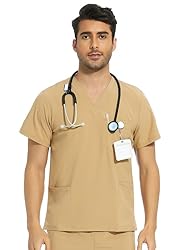 COZYFIT Scrub Top for Men - Stretch V-Neck Scrubs
