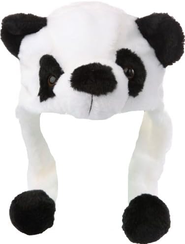 Plush Animal Hat Costume Cap Cute Soft Faux Fur Stuffed Toy Hood (White Panda)