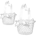 Boao White Handle Wedding Flower Baskets, 2 Packs(6.7 x 4.2 x 4 Inch)