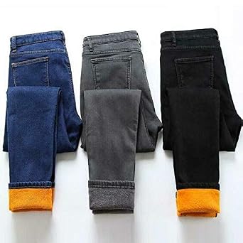 Y.Line Jeans Invernali da Donna Pantaloni Skinny a Vita Alta Foderati in  Pile Abbigliamento Jeans berjaya.edu.my