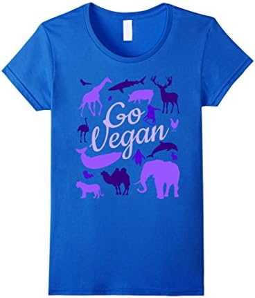 Women's Go Vegan T-Shirt. For the animals Vegan Tee Small Royal Blue
