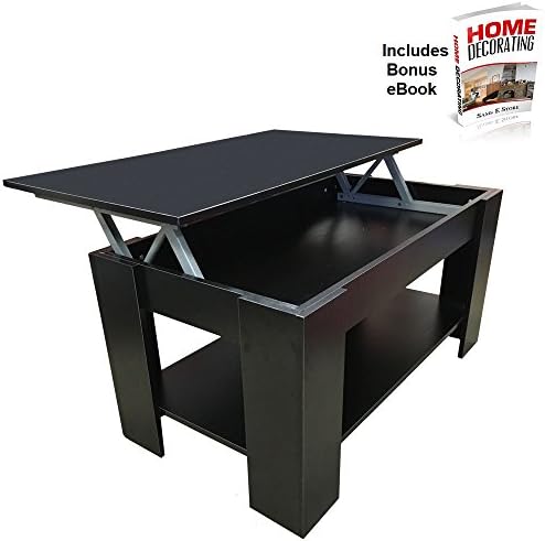 Coffee Table with Lift up Top for Storing Magazines, News papers, Laptop etc In Black