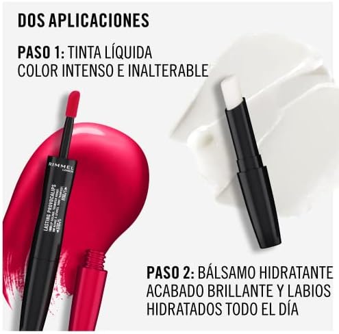 Rimmel, Duradouro Provocalips, Batom Fixo, 730 Faça um malva, Passo 1: 2,3 mL, Passo 2: 1,6 g