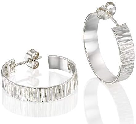 Classic Textured Wide Hoop Earrings in Your Choice of 925 Sterling Silver or 14k Gold-Filled