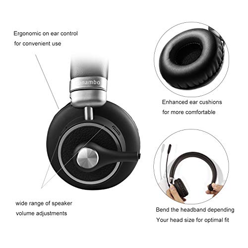 Bluetooth Headset 5.0, Pro 24 Hrs Talktime Noise Cancelling Wireless