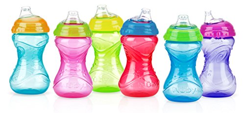 Nuby 2-Pack No-Spill Easy Grip Clik-It Cups, 10 Ounce, Colors May Vary