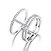Redbarry 18k Platinum Plated Tri-circles Wheel Micro CZ Paved Mid Finger Rings, Size 8
