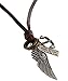 Regetta Jewelry Adjustable Mens Women Unisex Angel Wing Anchor Brown Genuine Leather Cord Chain Pendant Necklace