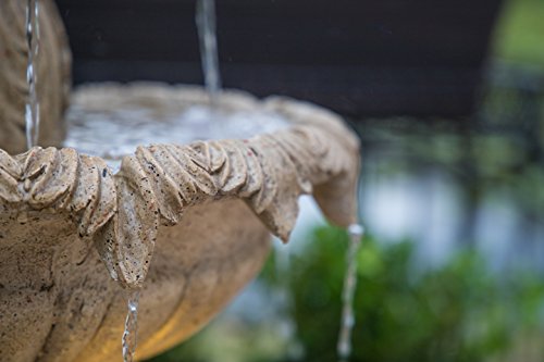 Kenroy Home 51010SNDST Ibiza Outdoor Tiered Fountain with Lights, 45" H, Sandstone Finish - Thumbnail 4