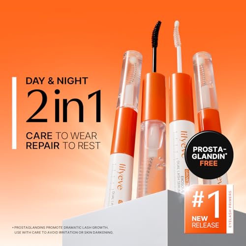 lilyeve GROWTURN Eyelash Growth Serum, Korean Lash Enhancing Serum for Longer Natural Lashes, 2-in-1 Dual Lash Serum for Day & Night Care, Prostaglandin Free with Biotin & Exosome, 0.27 fl. oz.
