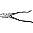 Klein Tools 213-9ST Rebar Work Pliers with Spring-Loaded Action, Made in USA, Induction Hardened Knives and Handle Tempering
