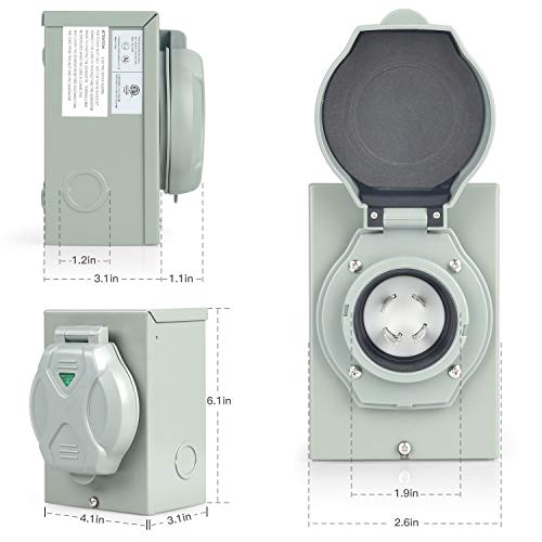 30 Amp Generator Power Inlet Box, NEMA L1430P 125/250 Volt Power Inlet