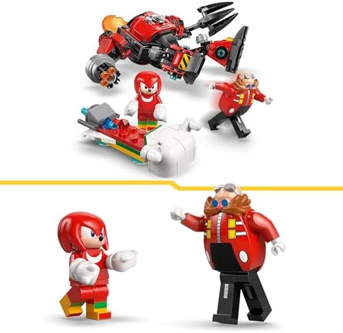 Sonic The Hedgehog Knuckles Contre l’Egg Crusher de Dr. Eggman - Jouet Robot - 2 Minifigurines, Anneaux & Émeraudes du Chaos - Cadeau pour Garçon, Fille & Fans de Jeux Vidéo dès 8 Ans 77005