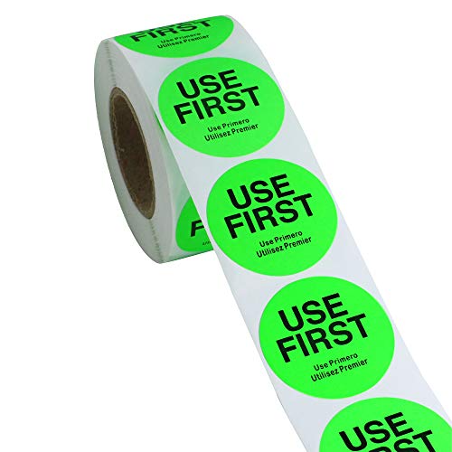 Hybsk Fluorescence"USE First" Trilingual Removable Label 1.5 Inch Total 500 Labels Per Roll (Fluorescence Green) - Thumbnail 2