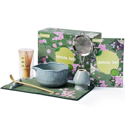 417KQE1vRrL Vpishyke Premium Matcha Set – Matcha Tea Set 7-Teiliges Traditionelles Tee-Set Mit Bambusbesen, Schale, Sieb &Amp; Zubehör – Perfekt Für Matcha-Liebhaber(Dunkelblau)