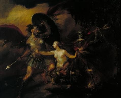 Oil Painting 'William Hogarth - Satan, Sin And Death (A Scene From Milton's Paradise Lost'),1735-1740' Printing On High Quality Polyster Canvas , 10x12 Inch / 25x31 Cm ,the Best Study Decor And Home Gallery Art And Gifts Is This Best Price Art Decorative Prints On Canvas
