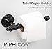 Rustic Industrial Pipe Toilet Paper Holder by Pipe Decor, Heavy Duty DIY Style, Wall Mounted Kit, Modern Chic Electroplated Black Iron Finish, Commercial Grade Metal, Slide TP Roller, Oil + Rust Free