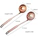 2 Pcs Soup Ladle Colander, Rose Gold Frosting Flatware Cookware Serving Long Handle Steel Slotted Spoon Cooking Utensil Set for Hotpot
