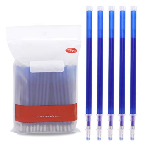 100Pcs Heat Erasable Pens Refills Fabric Marking Pens Replaceable Pen Refills 4 Colors Auto-Vanishing Pen for Tailors Sewing Quilting Dressmaking DIY Sewing Stitch Faded Pen Temporary Print point pen