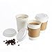 Eslite Hot Paper Coffee Cups with Lids and Sleeves,12 Ounce,50 Count,White