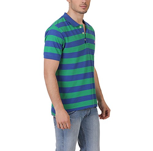 american crew men's cotton polo (blue & green)