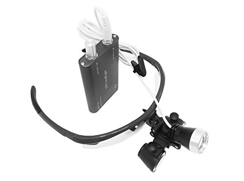 Dental Surgical Binocular Loupes 2.5X420mm Optical Glass + 3W LED HeadLight Black by Purple-Violet