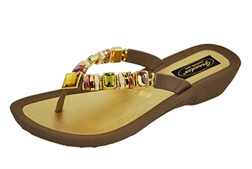 Grandco Rainbow Thong Sandals - Brown - 8