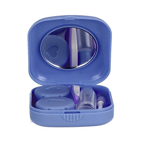 AMA(TM) Portable Bottle Mini Contact Lens Case Box Travel Kit Easy Carry Mirror Container Holder (Purple)