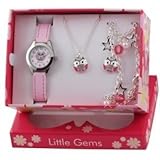 Ravel Little Gems Olly Owl Children's Quartz Watch with White Dial Analogue Display and Pink Plastic Strap R2225