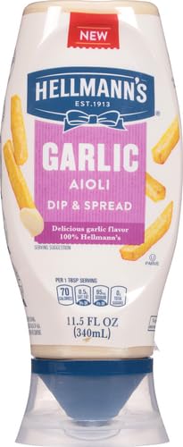 HELLMANN’S GARLIC DIP & SPREAD GARLIC AIOLI FOR FRENCH FRIES, SANDWICHES, BURGERS & MORE MADE WITH 100% CERTIFIED VEGAN INGREDIENTS 11.5 OZ