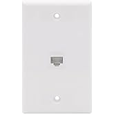 VCE Ethernet Wall Plate 1 Port (UL Listed) with Cat6 Female to Female RJ45 Keystone Coupler, RJ45 Network Wall Jack Outlet, W