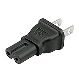 ACA1001 IEC C7 (unpolarized Figure 8) to NEMA 1-15 USA Two Prong Plug Adapter with UL Certification. Perfect for Replacing Your Bulky 2 pin Cord with This Handy Adapter. Great for Travel.