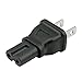 ACA1001 IEC C7 (unpolarized Figure 8) to NEMA 1-15 USA Two Prong Plug Adapter with UL Certification. Perfect for Replacing Your Bulky 2 pin Cord with This Handy Adapter. Great for Travel. primary