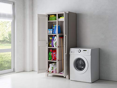 Keter Gulliver Kunststoffschrank / Besenschrank, Utility, beige, 80 x 44 x 182 cm – Bild 4