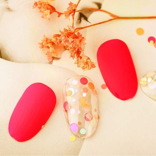 Solvent Resistant Neon Matte Nail Glitter Mix - Pink Blue Green Purple Orange Yellow - 1mm 2mm Round Nail Art Accessories (Neon Matte - Orange Mix)