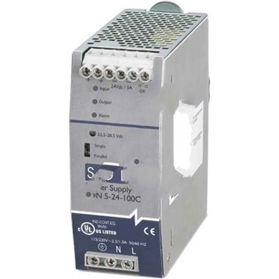 SOLA-HD SDN5-24-100C Power Supply; AC-DC; 24V@5A; 85-264V In; Enclosed; DIN Rail Mnt; PFC; SDN-C Series
