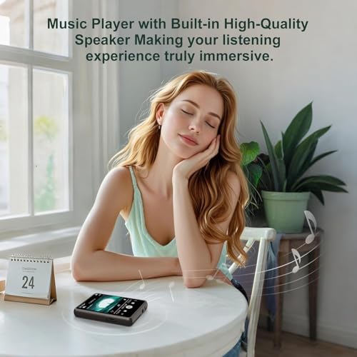 128GB MP3 Player with Bluetooth 5.4, 2.4 inch Full Touchscreen Portable Music Player HiFi Lossless Digital Audio Player with Speaker, FM Radio, E-Book, Earphones Included
