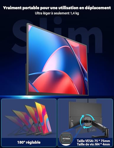 MAGICRAVEN Wireless Portable Screen, Wireless Monitor Portable 18.5" 1080P Portable Screen PC Laptop Built-in Speakers, USB C HDMI Screen for Laptop/PC/Mac/Gaming - AirPlay/Miracast