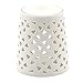 WANYA Ceramic Tealight Candle Holder, Essential Oil Burner, Wax Warmer Burner Diffuser for Home Bedroom Decor, Romantic Gift, White with Heart Pattern