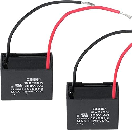Wadoy CBB61 Fan Capacitor 2 Wire 10uf, 2 Pack Celiling Fan Capacitor 250V: Home Audio & Theater