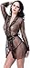 QinMi Lover Women Kimono Sleepwear Short Robe Intimate Night Dressing Robe w/Satin Ribbon Belt