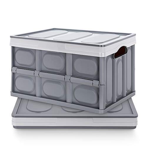 Homde 50L Storage Bins with Lids Collapsible Pack of 2 Plastic Crates