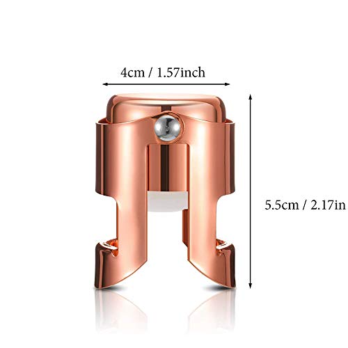 Champagne Bottle Stopper, Rose Gold Stainless Steel Champagne Sealer Plug, Super Powerful Vacuum Seal, Reusable Wine Saver for Champagne, Cava, Prosecco & Sparkling Wine (1 Pack)