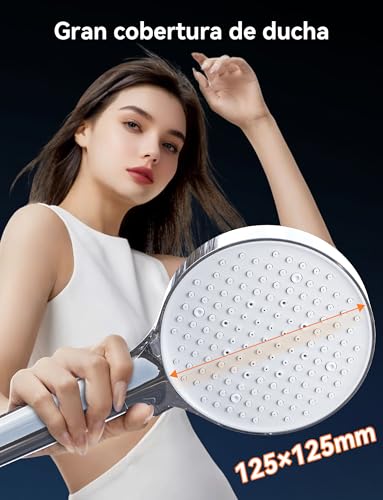 Magichome High Pressure Shower Head with Filter for Hard Water | 6 Jet Types, Water Saving, Hand Shower and Rainfall, 1.5 m Hose, Ideal for Home and Office, Easy Installation