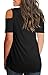 Womens Summer Tops Short Sleeve V Neck T Shirts Cold Shoulder Tops Black XL