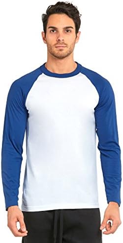 Teejoy Men's Raglan Long Sleeve Baseball Tee Shirt Jersey (L, RB/WHT)