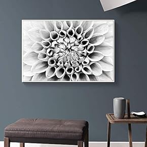Floating Framed Canvas Wall Art for Living Room, Bedroom Black Flower Canvas Prints for Home Decoration Ready to Hang - 16x24 inches