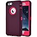 MAXCURY Hybrid Rubber Plastic Impact Defender Rugged Hard Case with Built-in Screen Protector and Belt Clip Holster Compatible for iPhone 6 and iPhone 6s Case (Wine/Fuchsia & Clip)