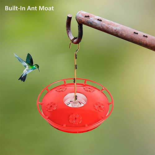 Hummingbird Feeders for Outdoors Hanging (Set of 2) 16 oz, 5 Feeding